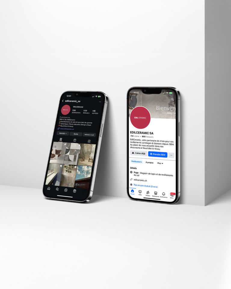 Mockup page instagram EdilCeramic réseaux sociaux